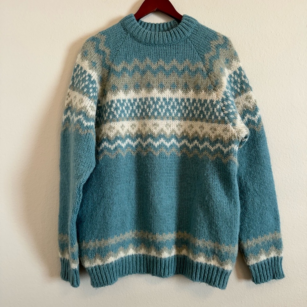 NORLENDER Pure New Wool Sweater Vintage Pullover Crewneck Norway Made
